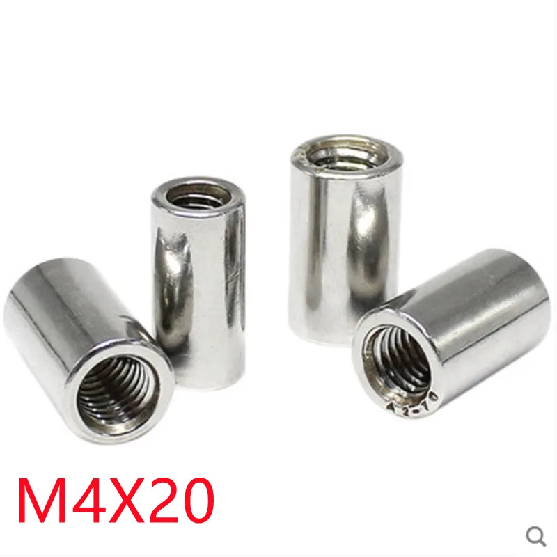 5pcs Coupling Nut M4*20 304 Stainless Steel Extend Long Round Nuts