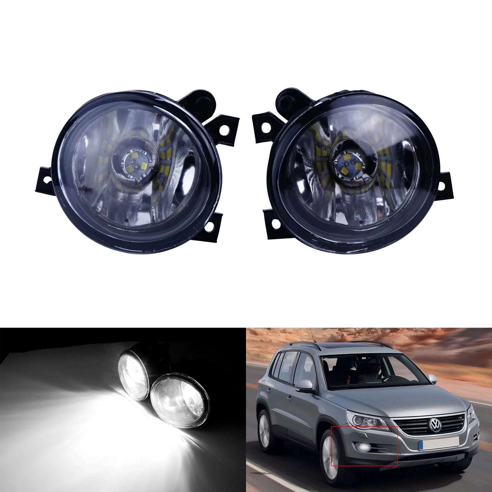 ANGRONG пара H11 светодиодный шарик 30 Вт переднего бампера Туман светильник для VW Golf 5