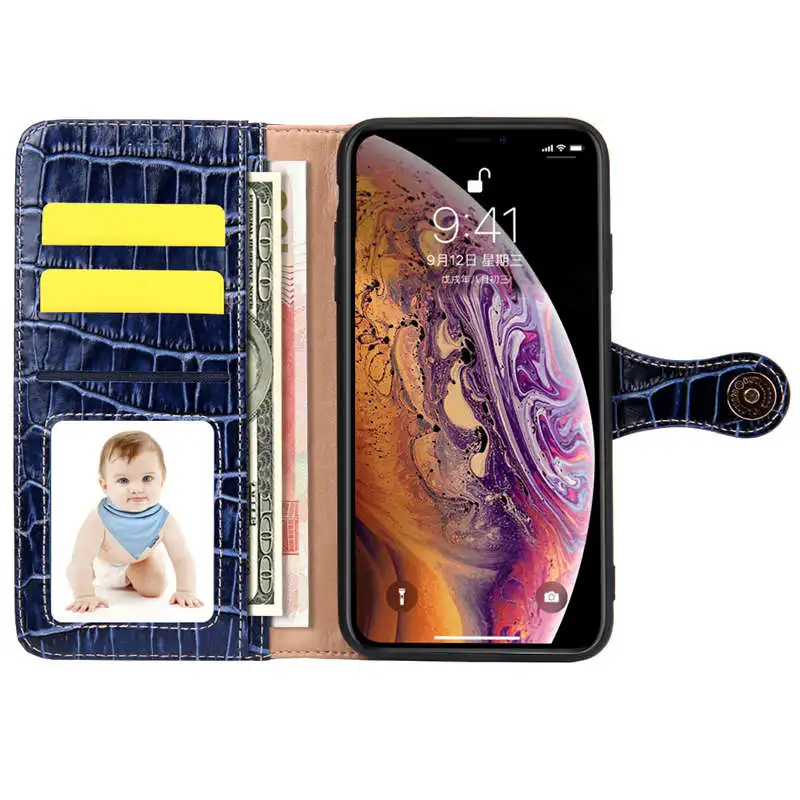 Чехол-кошелек из натуральной кожи для iPhone 7 8 Plus X XR XS максимальный чехол Чехол из крокодиловой кожи для телефона iPhone 11 Pro Max откидная крышка