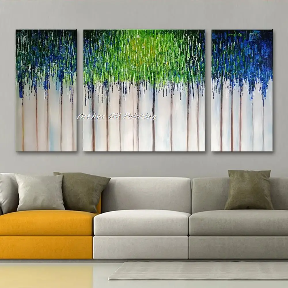 Arthyx 캔버스에 손으로 그린 유화, 수제 모던 월 아트, 거실 침실용 그림, 가정 장식, 3 개/세트