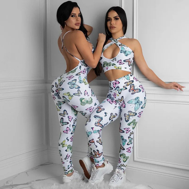 

Women 2020 Fall Fashion Butterfly Jumpsuit Summer Zipper Open O Neck Backless Suspender Tight-fitting Casual Bodycon Jumpsuit