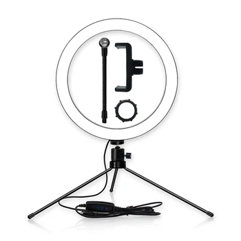 

Tripod Phone Holder Clip with 26Cm LED Ring Light Camera Photography Annular Lamp Studio Ringlight for Makeup Video Live Studio