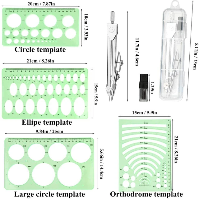 KAOBUY Templates Measuring Geometry Ruler Shape Stencils Drawing