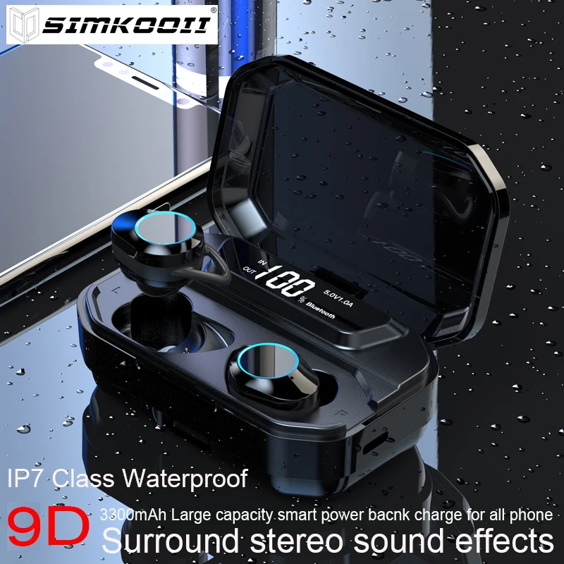 Беспроводные Bluetooth наушники SIMKOOII IPX7 водонепроницаемые 5 0 с HD стереозвуком и