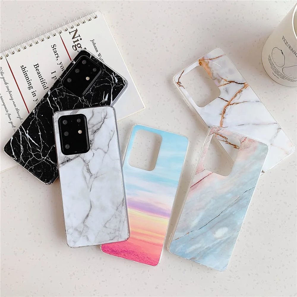 

Luxury Marble Phone Case for Samsung Galaxy S20 Plus Ultra S10 S9 S8 S7 Edge S Note 10 20 Pro Slim Soft TPU Cover Stone Texture