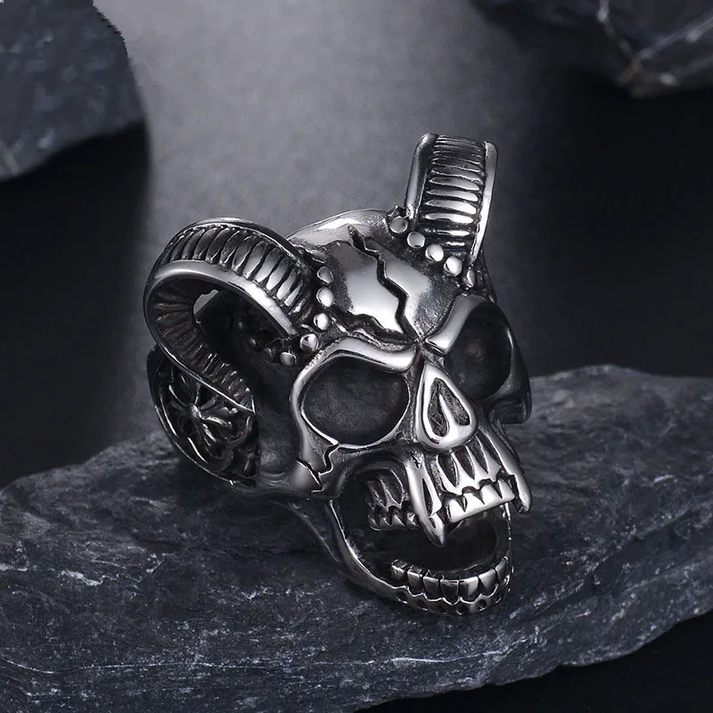 

Punk Gothic Titanium Stainless Steel Casting Evil Damn Skull Vampire Ring