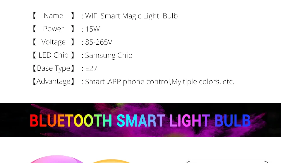 WiFi умная лампа E27 Светодиодный светильник с Bluetooth и регулируемой яркостью RGBW с таймером умный WiFi светильник IOS/Android телефон приложение Голосовое управление светильник ing