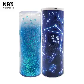 かわいい漫画ペンケース流砂スパンコールメカニカルコンビネーションロック筆箱ミラー電卓スクール文具箱