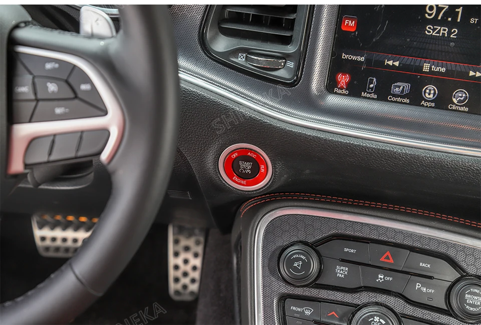 SHINEKA интерьерные молдинги для Dodge Challenger+ автомобильный двигатель кнопка запуска стоп переключатель отделка кольцо наклейка для Dodge Challenger