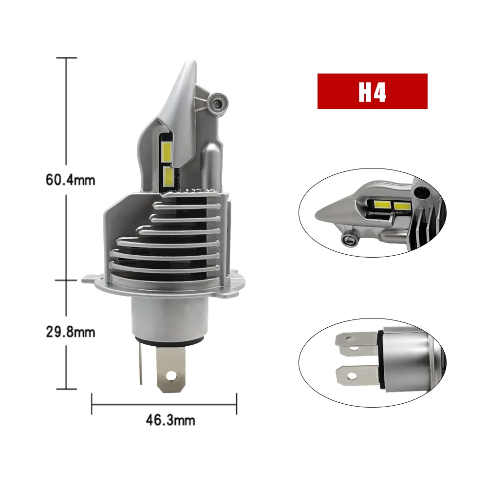 Cena Reflektor led motocyklowy H4 żarówki led reflektor samochodowy H4 światła samochodowe reflektor lampada 8000LM 6500K motocykl automotivo 72W 12V 24V