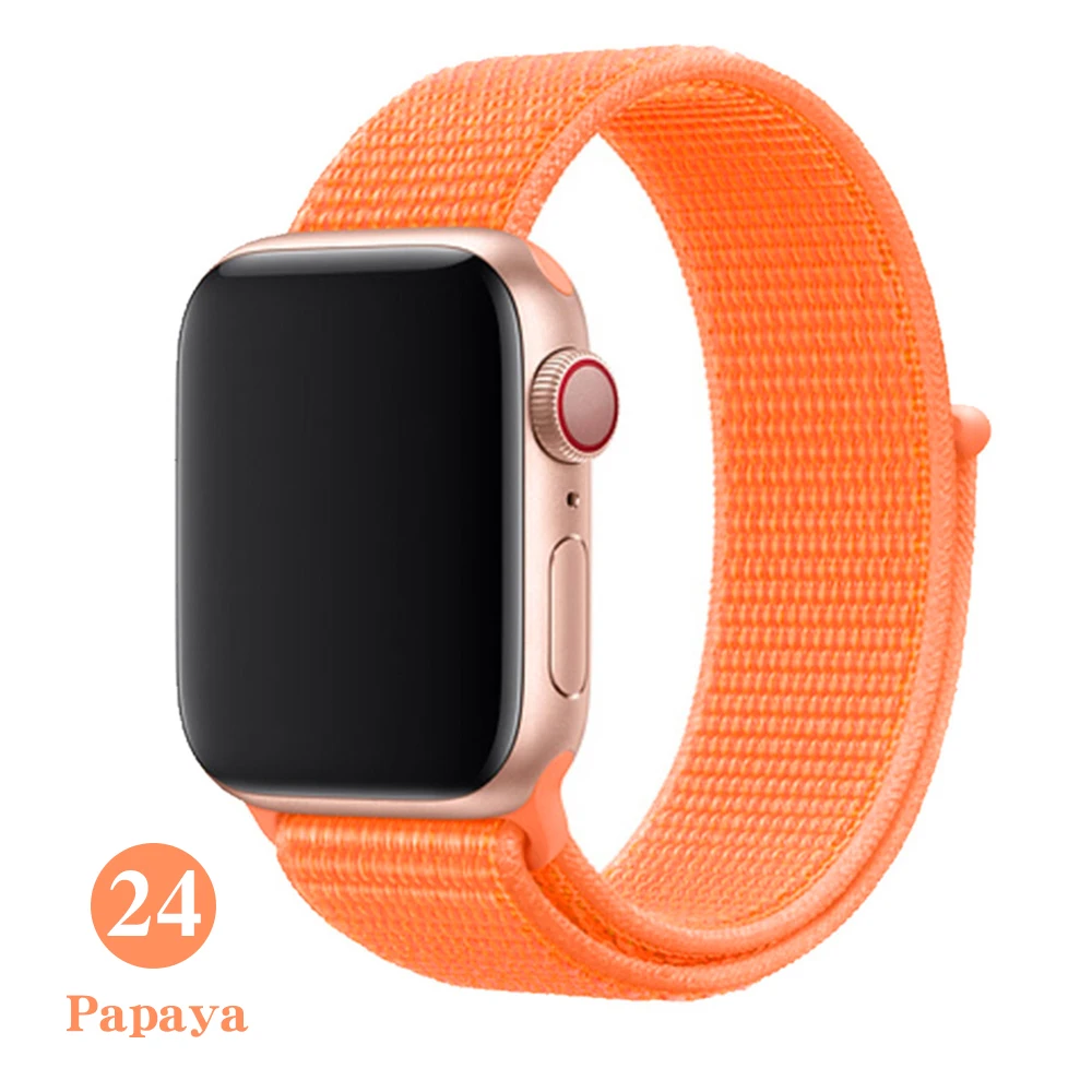 Papaya Тканый нейлоновый ремешок для apple Series 5, ремешок для часов 42 мм, 44 мм, 38 мм, 40 мм, спортивный нейлоновый браслет для iwatch 4/3/2/1 - Цвет ремешка: Papaya