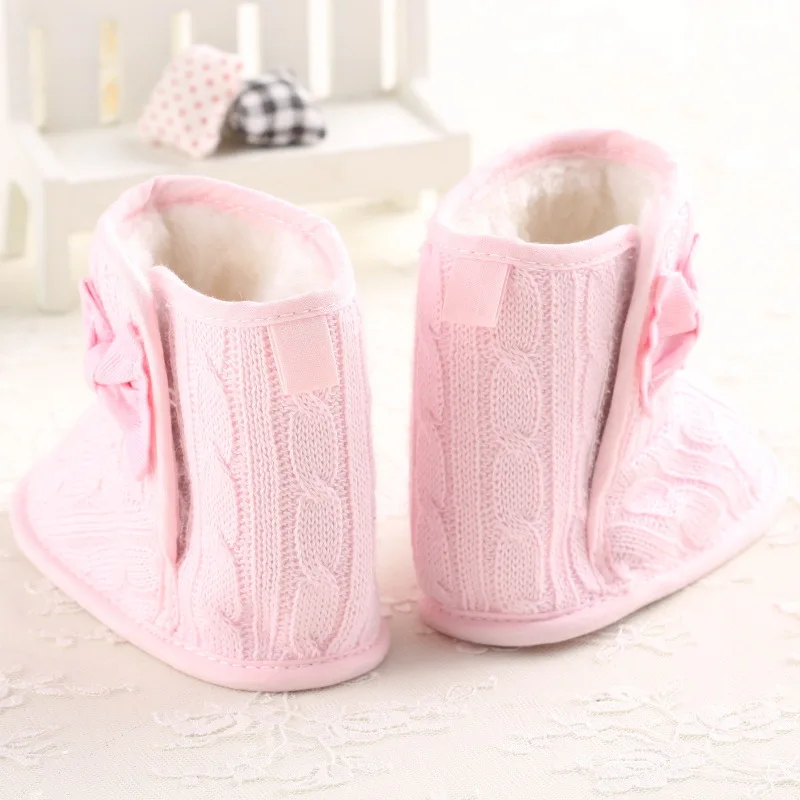 0-18 months baby cotton Knitted boots Baby Fur Warm Boots Baby Toddler Soft Sole Ankle boots Snow Boots Hook Loop Design D40