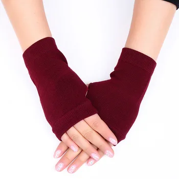 

Hot Winter Warm Half Finger Gloves Women Knit Outdoor Mittens Gloves