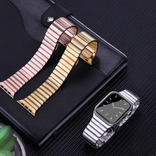 

Suitable for Apple Watch Stainless Steel Strap 44 40mm Men's Metal Butterfly Chain Bracelet Suitable for Iwatch Series 6 SE 5 4