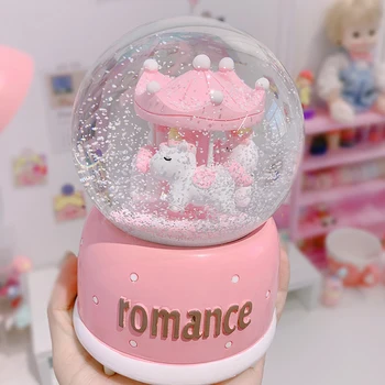 

Crystal Ball Music Box Unicorn Snow Music Box Night Light Creative Romantic Christmas Birthday Girls Gifts