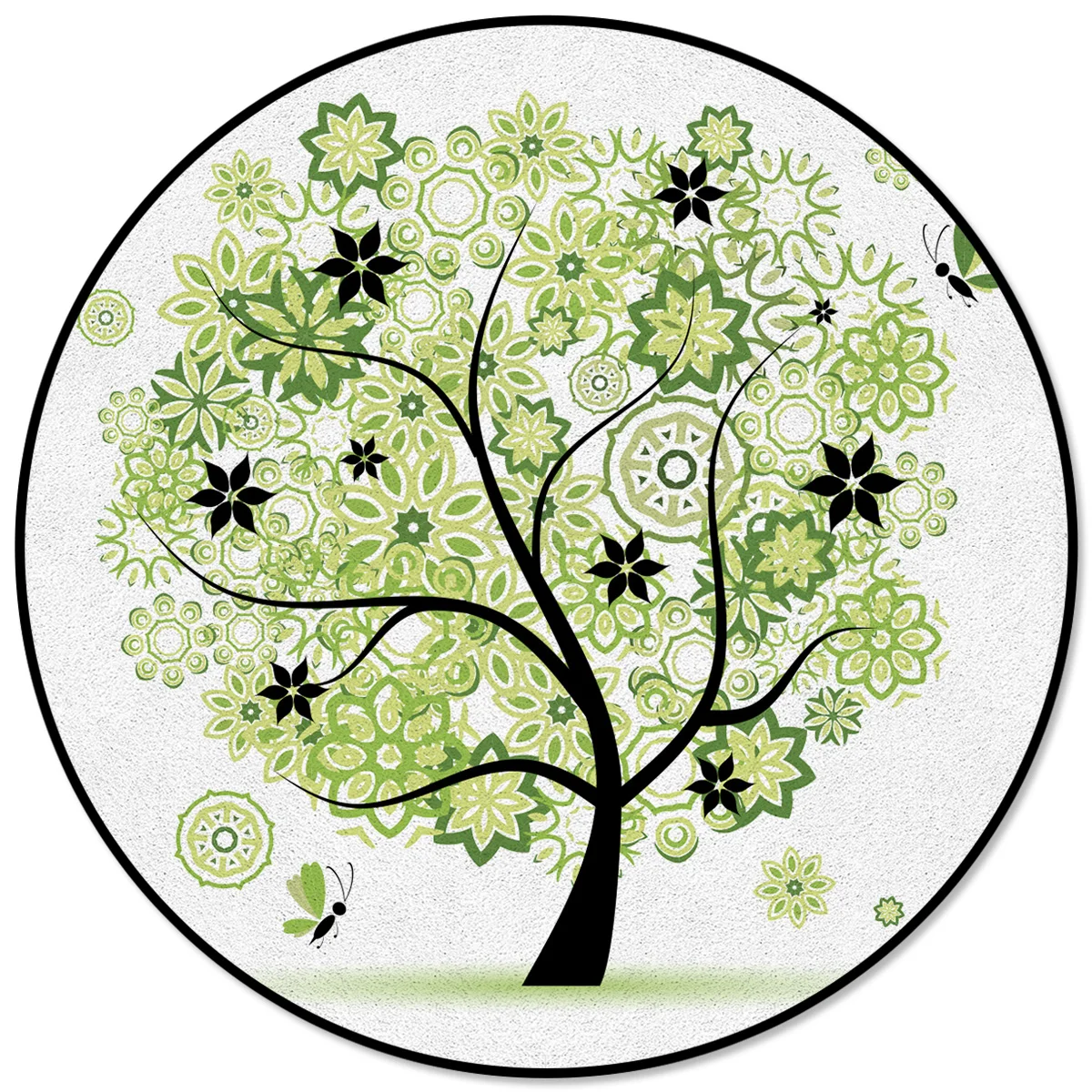 Милая ЖИЗНЬ Дерево бабочка мандала цветок зеленый круглый ковер компьютерный стул коврик для гостиной коврик Детская спальня коврики