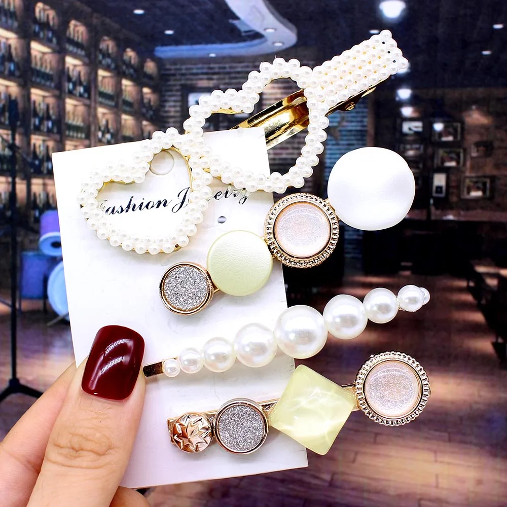 4pcs per set Ins Fashion 1 комплект женские элегантные жемчужные заколки для волос сладкий головной убор шпильки заколки аксессуары для волос из ацетатного волокна Набор для волос - Цвет: 4pcs per set