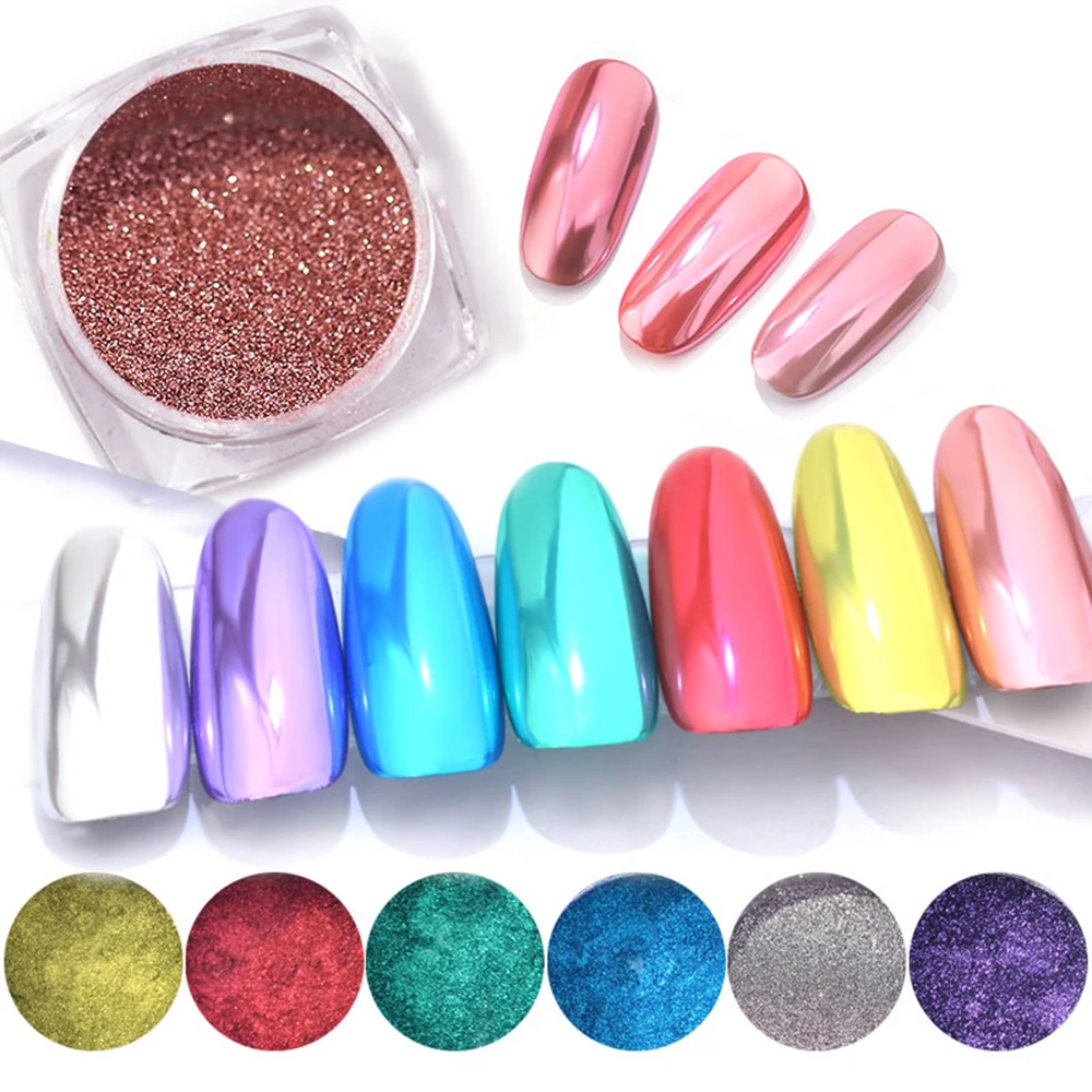 

0.3g Nail Mirror Glitter Powder Sequins Metallic Color Nail Art Polishing Chrome Flakes Pigment Dust Holographic dipping powder