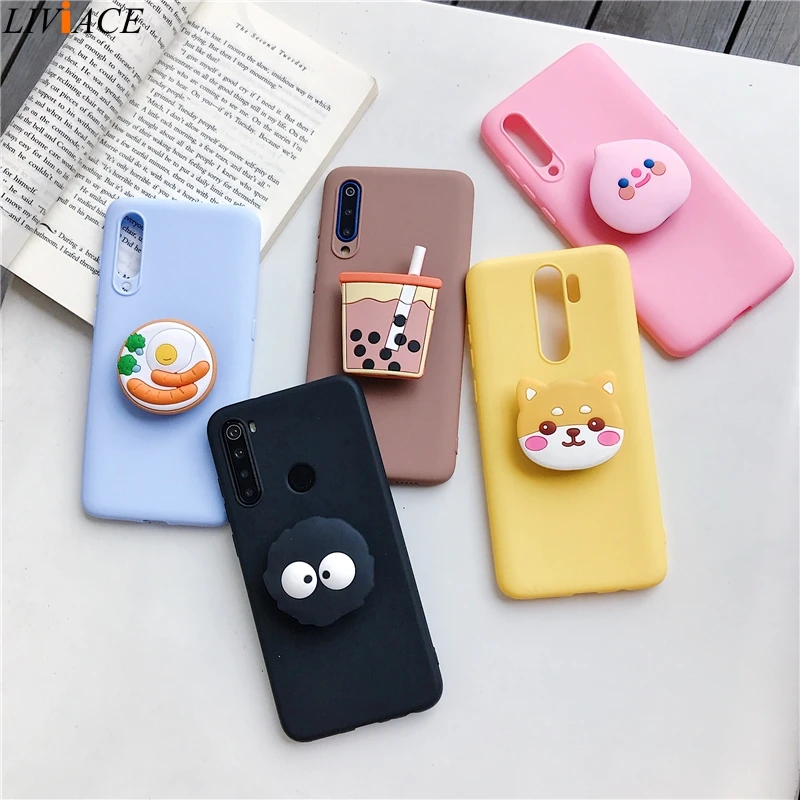3D Silicone Cartoon Phone Holder Case For Xiaomi Redmi Note 10 Redmi Note 10 Pro Note 10S 9 8T K30 Pro K40 Pro mi poco F3 Cover