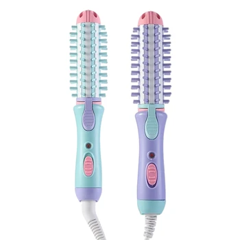 

2 Pcs Electric Hair Styler Curler Curling Irons Dryers Travel Hair Straightener Ceramic Ionic Hair Curler Hot Brush Eu Plug, Blu