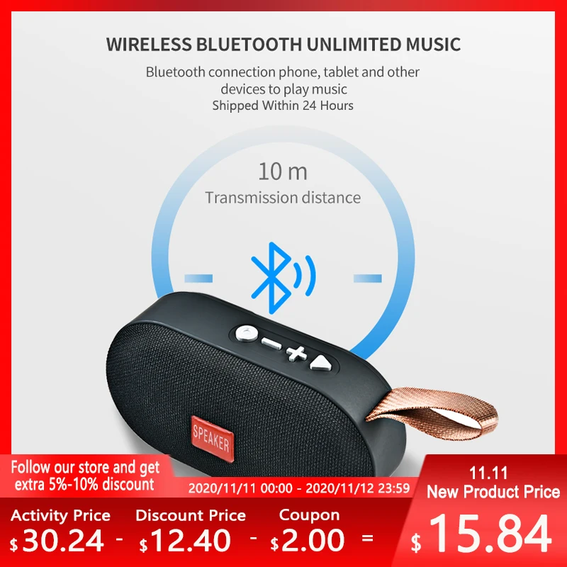 

Wireless Bluetooth Speaker Home Outdoor Mountaineering T7 high Volume Subwoofer Mini Card Compact And Portable 3D Surround Sound