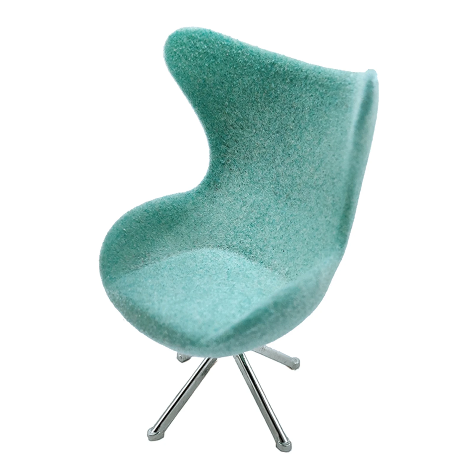 Miniature Mini Modern Green Plastic Office High Back Swan Chair for 1/12 Scale DollHouse Furniture Home Decor