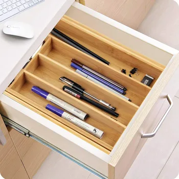

3 inch Deep Expandable Bamboo Wood Cutlery Tray Drawer Utensil Organizer Fashion Storage Box Container Case Organizer Gifts