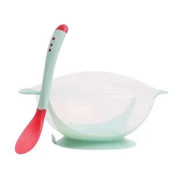

Temperature Sensing Feeding Spoon Child Tableware Food Bowl Learning Dishes Service Plate/Tray Baby Dinnerware Set