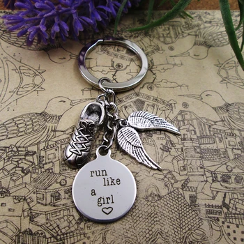 

run like a girl running shoes Run Theme High Quality Keyring Keychain Birthday Gift