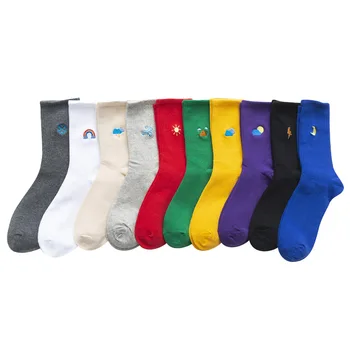 

Women Standard Sock Cartoon Ladies Rainbow Crew Socks White Unisex Striped Casual Cotton Sox Girls Spring Trendy Lady Skarpetki