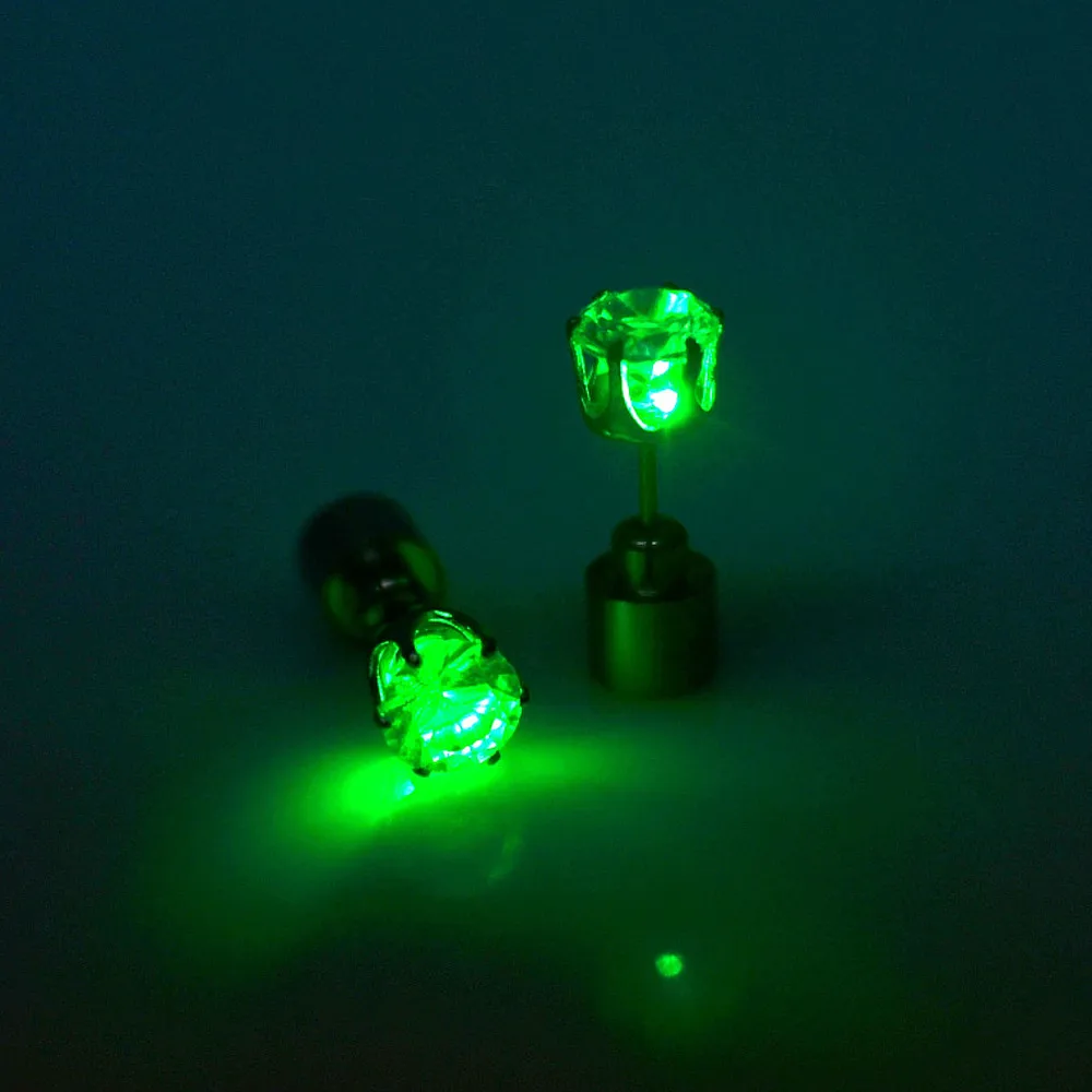 1 пара высокого качества Модные аксессуары для вечеринок светящийся светодиодный серьги-шпильки светодиодный светильник светящиеся серьги-гвоздики A1 - Окраска металла: Green