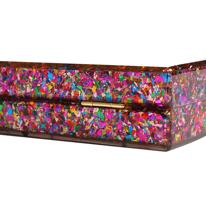 Цветные акриловые клатчи в коробке, Женская вечерняя сумка, вместительная Высококачественная прочная модная блестящая сумка через плечо