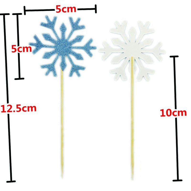 Небесно-Голубой Блеск блестящая Снежинка 20шт Торт Топпер С Рождеством день рождения украшение зима замороженный снег замороженный цветок