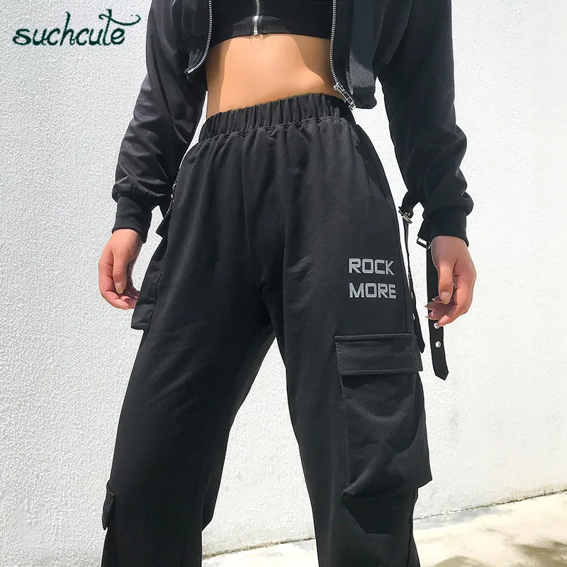 SUCHCUTE, женские штаны в клетку с карманами, спортивные штаны, брюки в стиле панк, корейский стиль, женские штаны для бега, корейский стиль, бриджи Harajuku