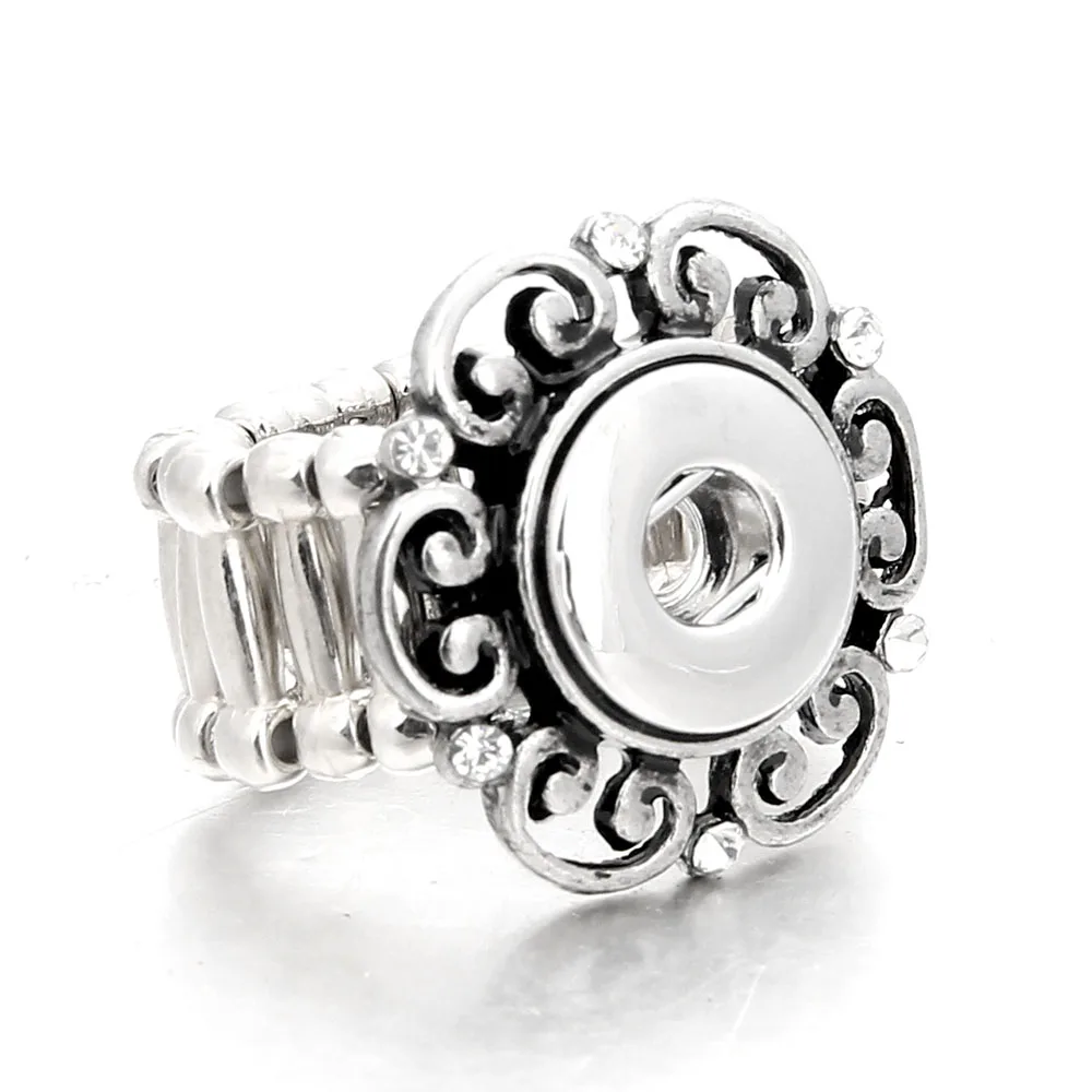 Nuovo Scatto Gioielli In Argento Antico Di Colore 12 Millimetri Snap Anelli Regolabile Anello Elastico Fit 12 Millimetri Snap Anelli Dei Monili