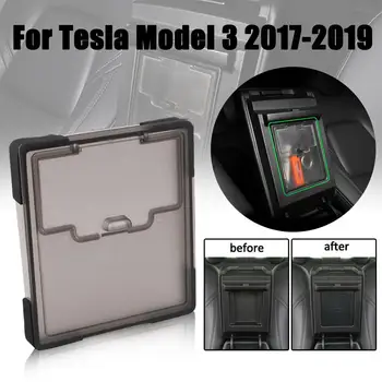 

14.5x12.8cm Hidden Transparent Storage Box Armrest Box Cover Storage Box for Tesla Model 3 2017- 2019
