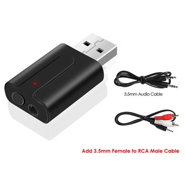 Add RCA Cable Usb Bluetooth 5,0 аудио приемник автомобильный комплект передатчик 2в1 3,5 мм разъем AUX Bluetooth стерео музыка беспроводной адаптер для автомобиля ТВ MP3 - Название цвета: Add RCA Cable