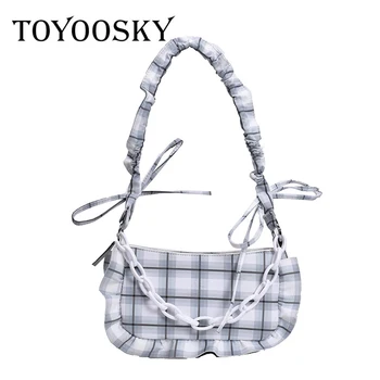 

TOYOOSKY Famous Brand Shoulder Bag Vintage Retro Plaid Bags Sac Femme Hot Sale Elegant lady Small Hand bag Tote bolsa feminia