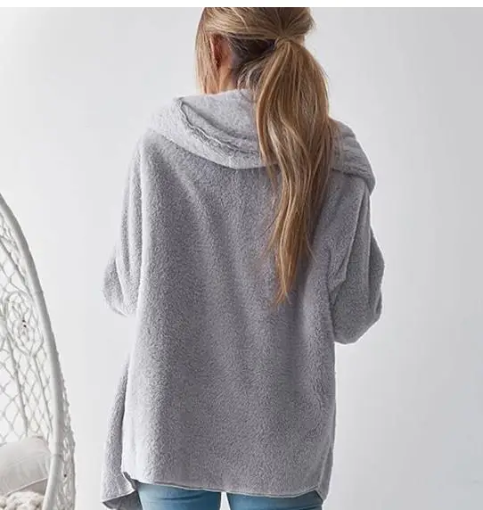 Autumn And Winter Europe And America Hot Selling EBay WOMEN'S Dress Sexy Plush Hooded Loose-Fit Cardigan Jacket