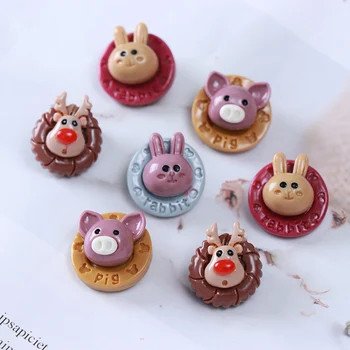 

10Pcs Kawaii Rabbit Deer Flatback Resin Cabochon Embellishments for Scrapbooking Kids Hair Bows Center DIY Resins Accessories