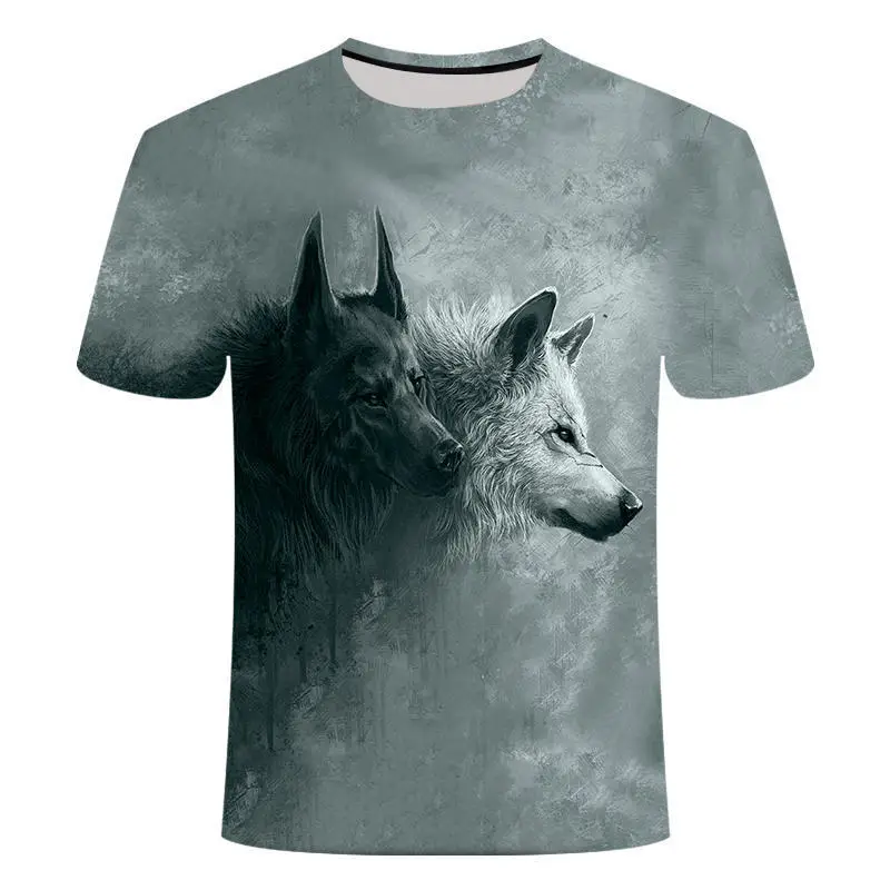 New Summer Super Clear Wolf King 3DT Shirt Men Men T-Shirt Compression Fitness Short Sleeve Brand Tee Shirt Tops&Tees