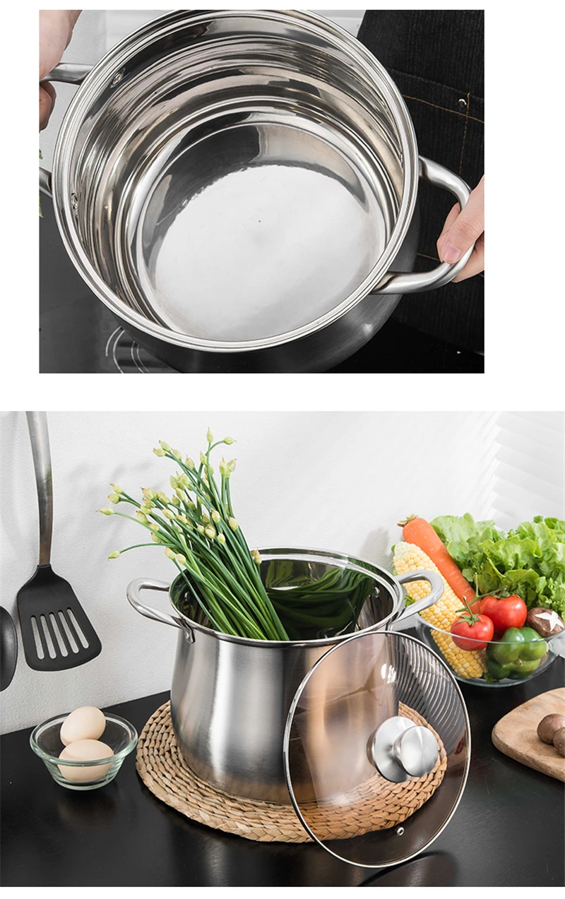 Large Capacity Pot Cooking Pot American Style Stainless Steel High Pot Soup  Pot Congee Pan Pan Induction Cooker Universal Pot - Soup & Stock Pots -  AliExpress