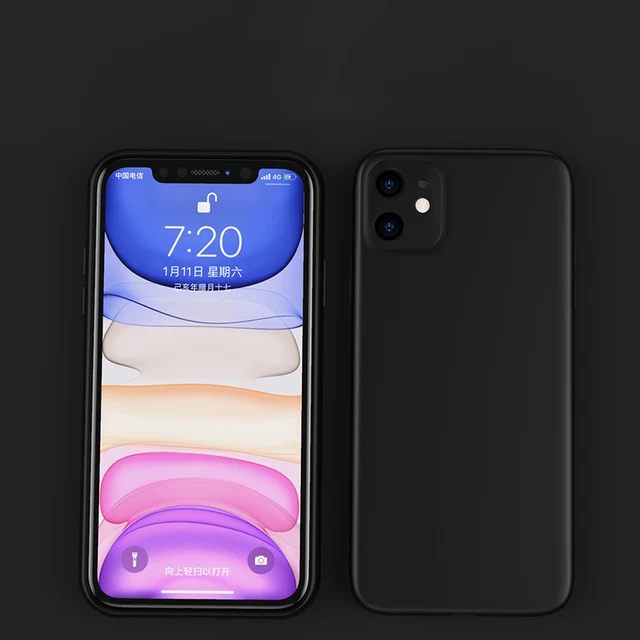 Kebiss Original Liquid Silicone Luxury Case for iPhone 11 Cases 12 Pro Max Mini 7 8 6 6S Plus XR X XS MAX 5 5S SE Phone Cases black