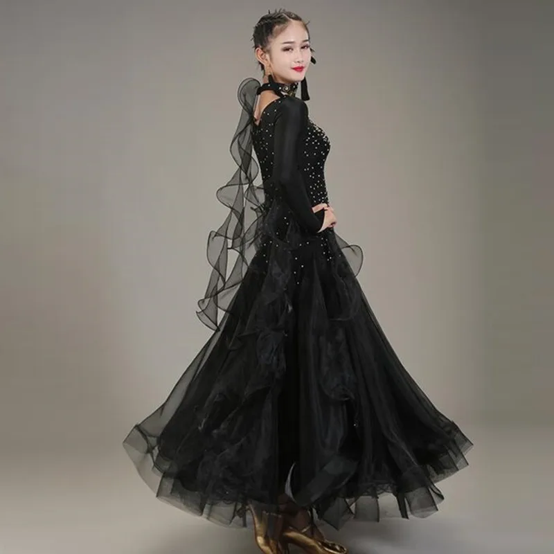 Sequins Ballroom Competition Dress Standard Dance Dresses Waltz Dancwear Costumes