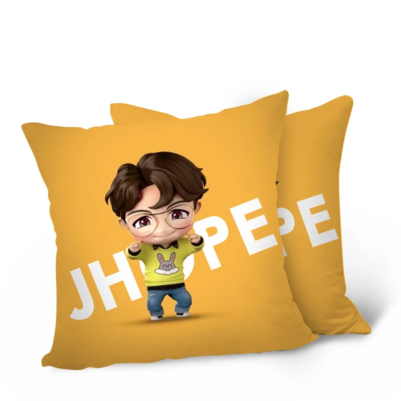 Bangtan boys чехол для подушки с мультяшным принтом Печать Подушка Чехол CottonThrow наволочка для подушки, декоративная диван автомобиля Подушка двухсторонняя подушка