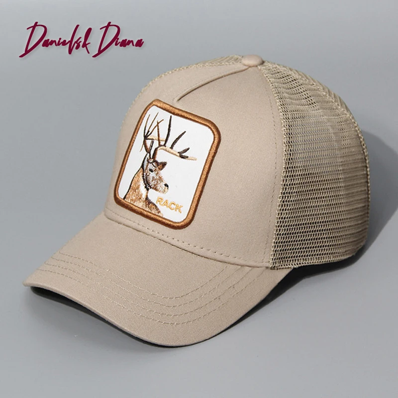 

Boutique Retro Silver Fox Animals Embroidery Baseball Caps Men's Universal Adjustable Shade Mesh Cap Dad Hat Truck Driver