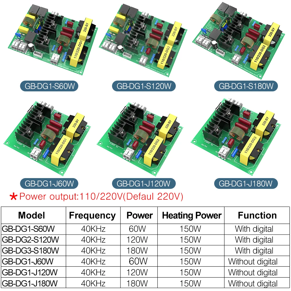 Granbo 120W Digital Circuit Drive Board 40KHz for Portable Ultrasonic Cleaner Use Transducer Connect DIY Cleaning