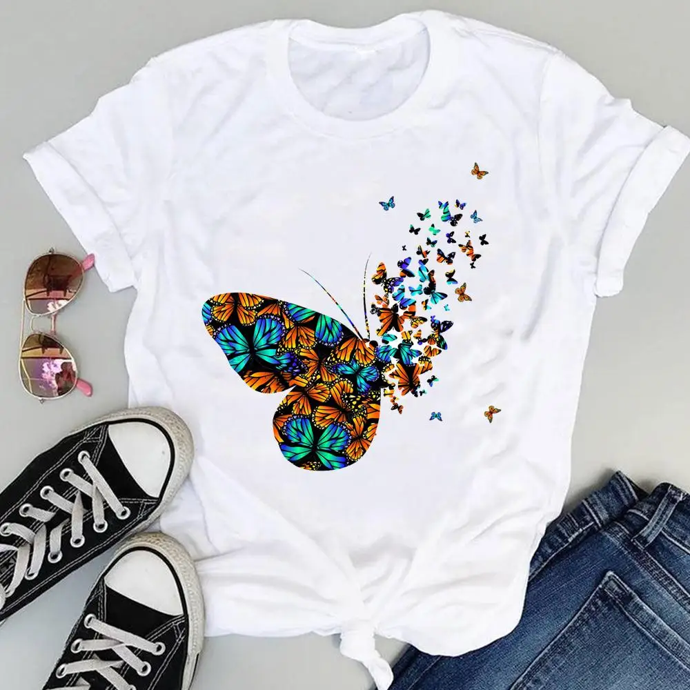 Ha190408df2c2469fa31b38a309bd0a4fO - Butterfly Short Sleeve T-Shirt