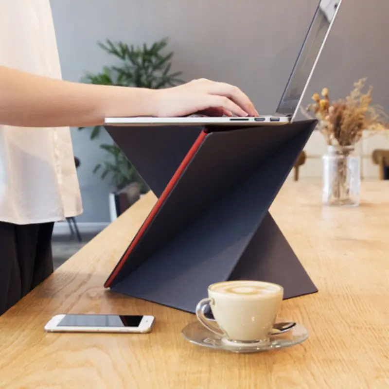 

Creative Notebook Holder Twist Folding Notebook Computer Holder Stand Waterproof Oxford Cloth Tabletop Storage Basket