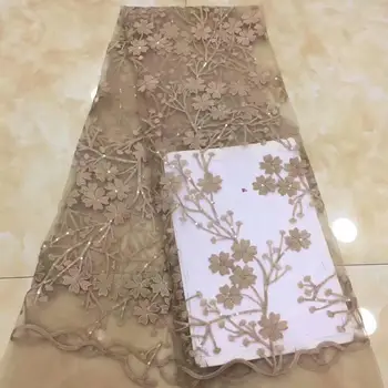 

GOLD African 3D Tulle Lace Fabric High Quality African French Lace Fabric Nigerian Embroidery Tulle French Lace FFD-103